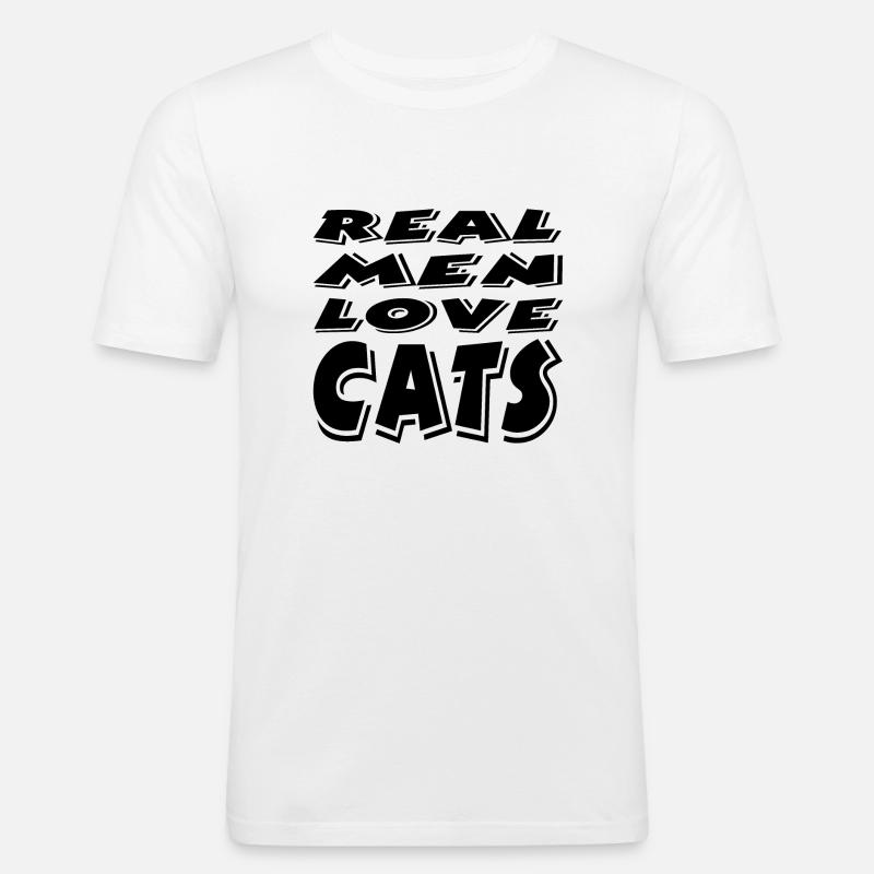 Katze - Männer Slim Fit T-Shirt - Weiß