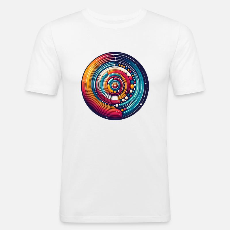 Psychedelic Planets - Männer Slim Fit T-Shirt - Weiß