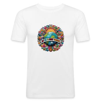 ACT NOW, OR REGRET TOMORROW - Men's Slim Fit T-Shirt - white - Front - Nik (191cm)