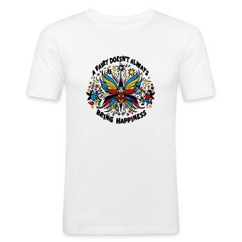 Eine Fee macht nicht immer glücklich - Männer Slim Fit T-Shirt - Weiß - Vorne - Nik (191cm)