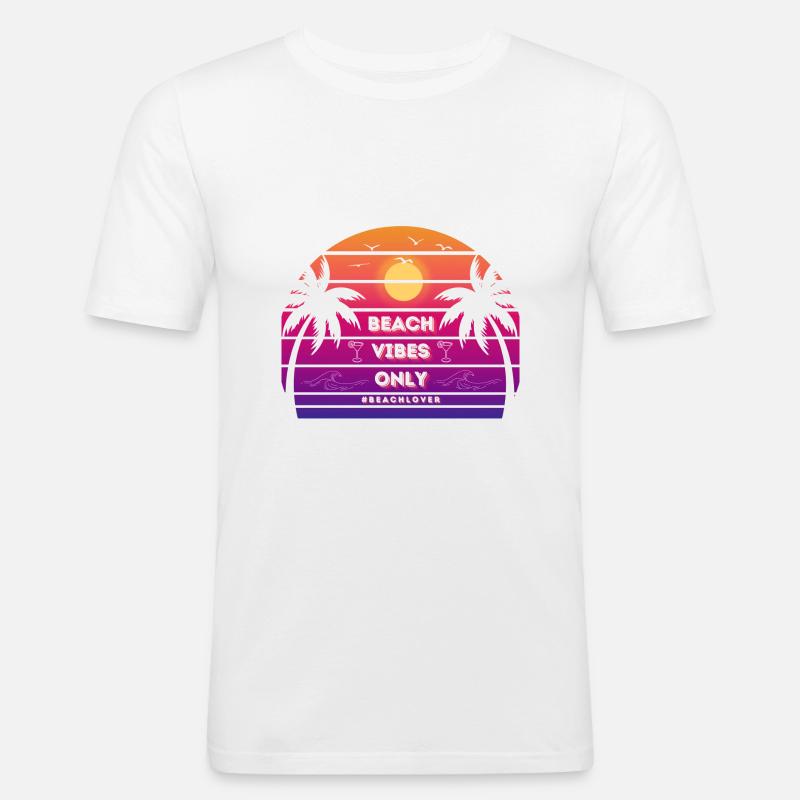 Beach Vibes Only - Männer Slim Fit T-Shirt - Weiß