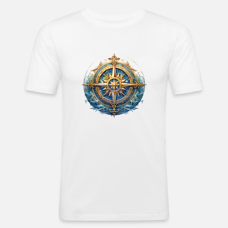 Kompass V2 - Männer Slim Fit T-Shirt - Weiß