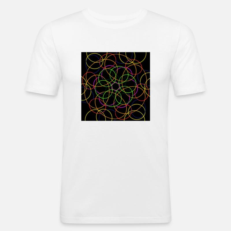 Kreise auf schwarzem Hintergrund - Männer Slim Fit T-Shirt - Weiß