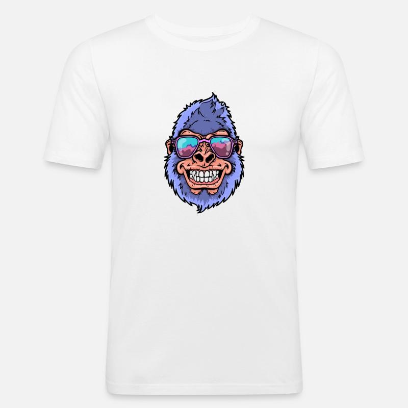 Gorilla mit Sonnenbrille - Männer Slim Fit T-Shirt - Weiß