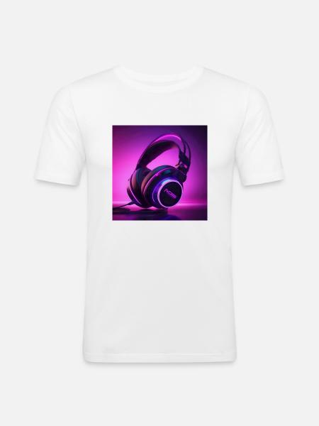 Kopfhörer - Männer Slim Fit T-Shirt - Weiß