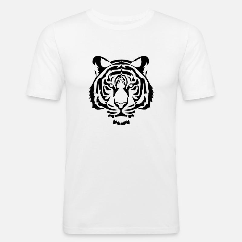 Cooler schwarzer Tiger - Männer Slim Fit T-Shirt - Weiß