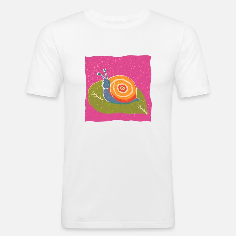 schnecke1 - Männer Slim Fit T-Shirt - Weiß