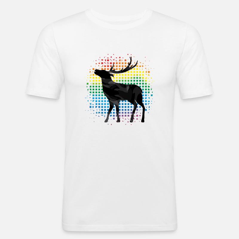 Hirsch - Männer Slim Fit T-Shirt - Weiß