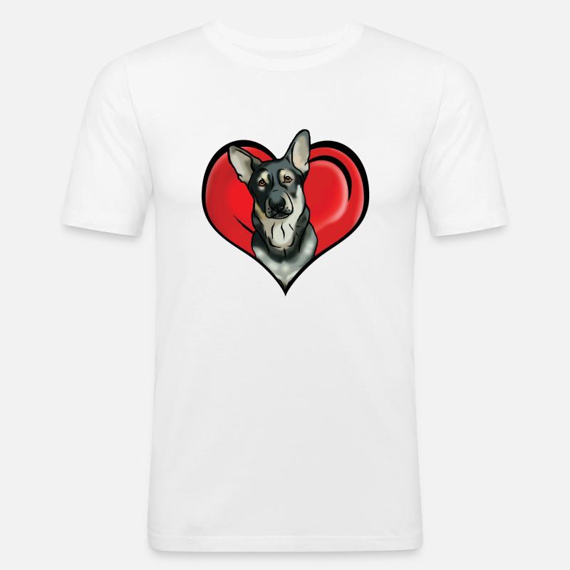 Comic Deutscher Schäferhund im Herz - Männer Slim Fit T-Shirt - Weiß