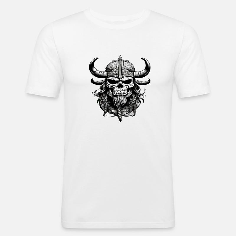 Wikinger Schädel - Männer Slim Fit T-Shirt - Weiß