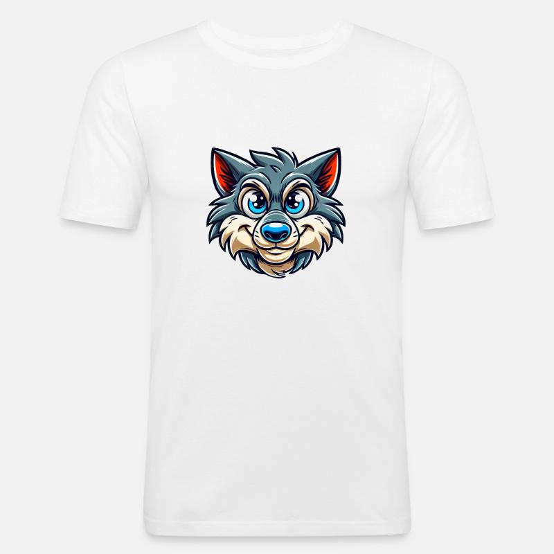 Wolf Comic - Men's Slim Fit T-Shirt - white