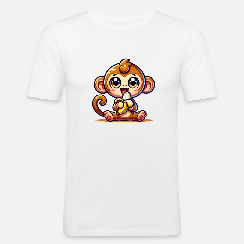 Affe Comic - Männer Slim Fit T-Shirt - Weiß