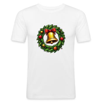 Kranz Glocke - Männer Slim Fit T-Shirt - Weiß - Vorne - Nik (191cm)