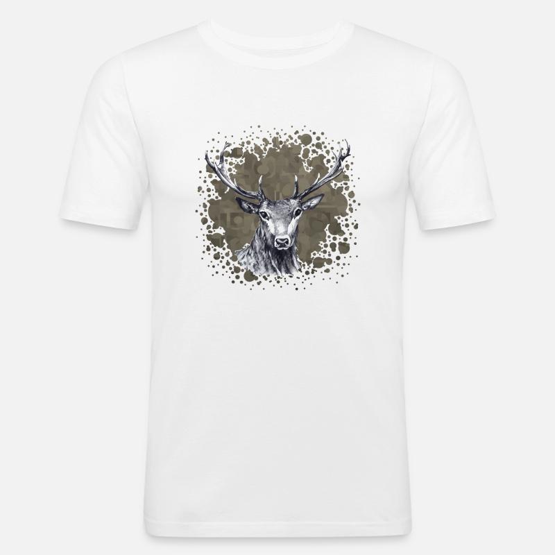 Hirsch - Männer Slim Fit T-Shirt - Weiß