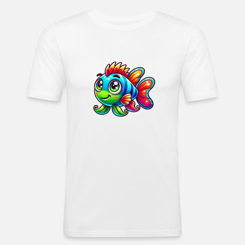 fish comic - Männer Slim Fit T-Shirt - Weiß