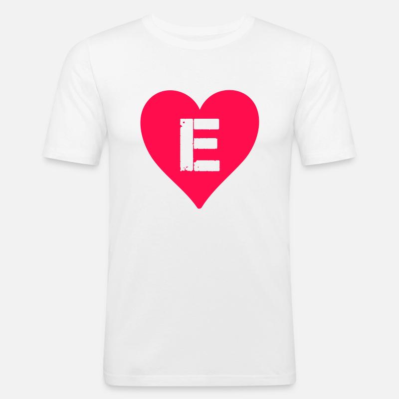 herz buchstabe e - Männer Slim Fit T-Shirt - Weiß