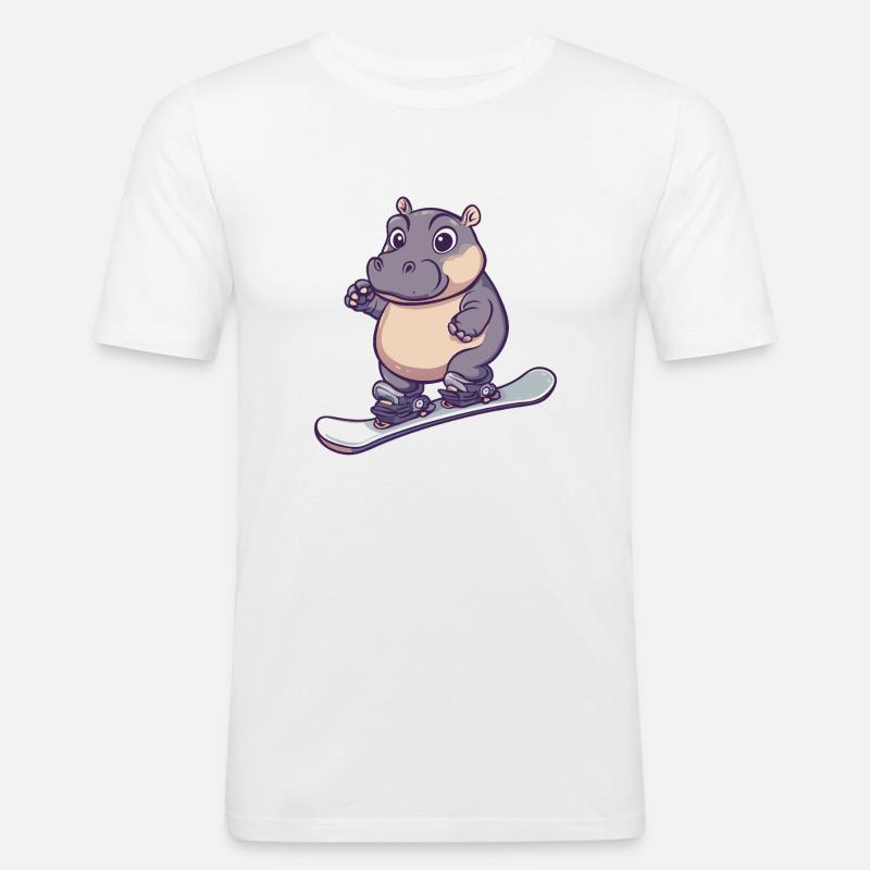 Nilpferde Nilfperd Snowboard Winter - Männer Slim Fit T-Shirt - Weiß