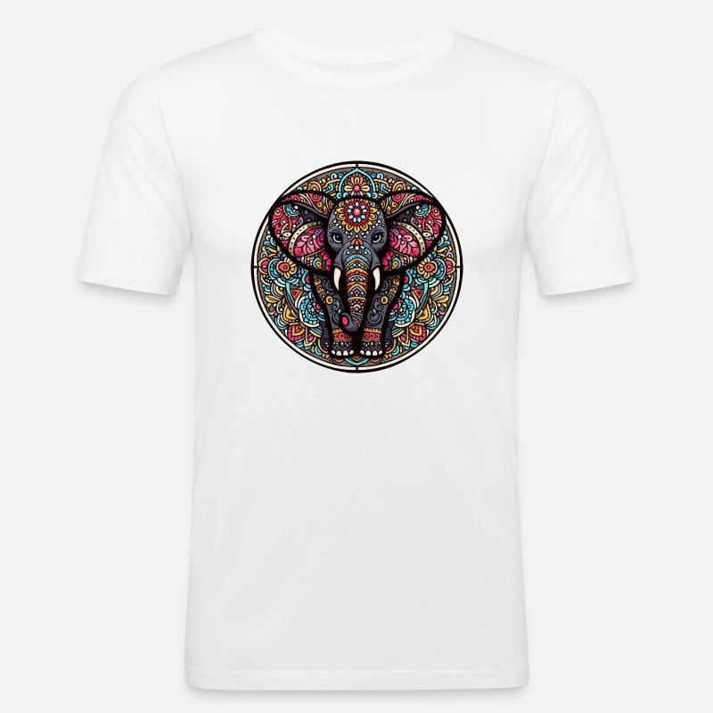 Indian mantra elephant - Men's Slim Fit T-Shirt - white