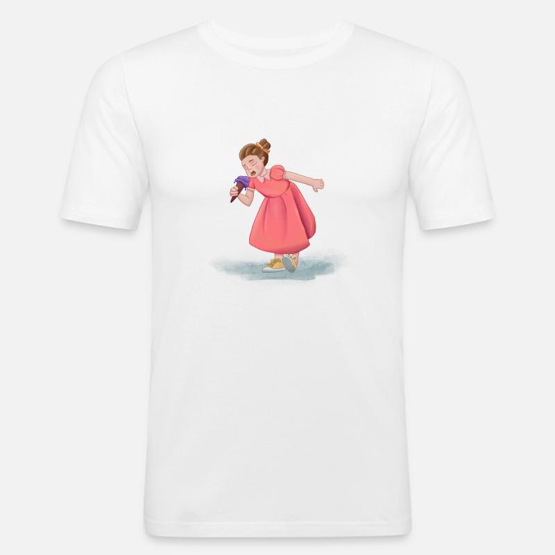 Mädchen mit Kleid und Eis - Männer Slim Fit T-Shirt - Weiß