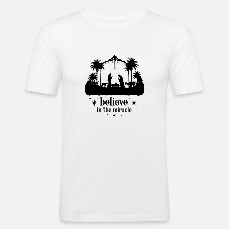 Glaube an ein Wunder - Männer Slim Fit T-Shirt - Weiß