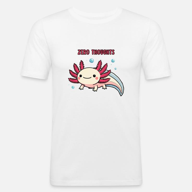Axolotl - Zero thoughts - Männer Slim Fit T-Shirt - Weiß