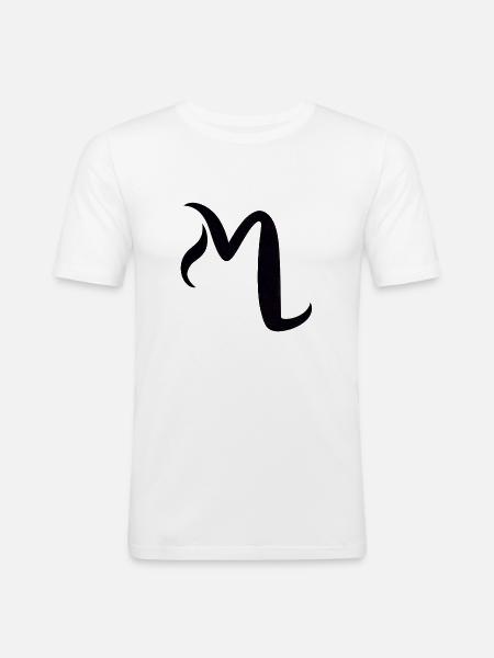 Letter M - Männer Slim Fit T-Shirt - Weiß