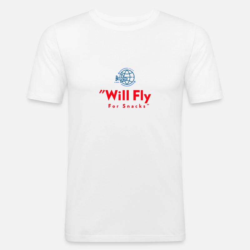 Will Fly For Snacks Flugzeugdesign - Männer Slim Fit T-Shirt - Weiß