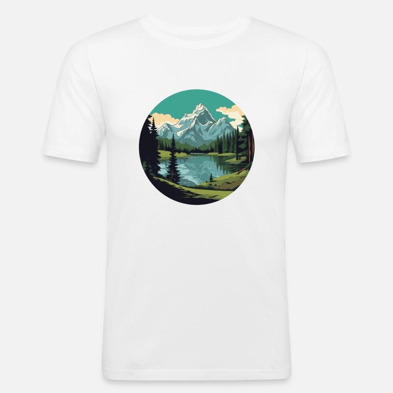 Lac des Quatre-Cantons - T-shirt près du corps Homme - blanc