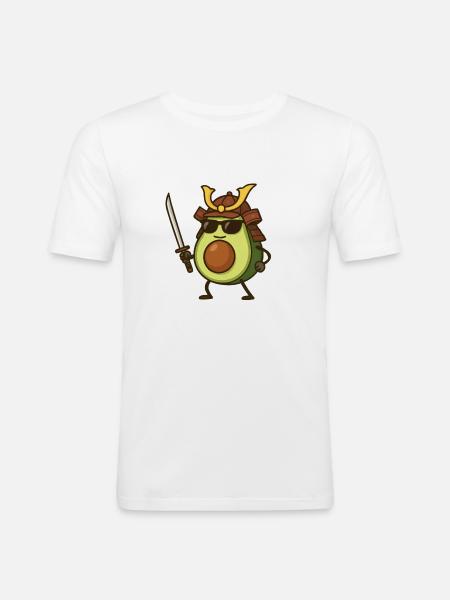 Avocado Samurai - Men's Slim Fit T-Shirt - white