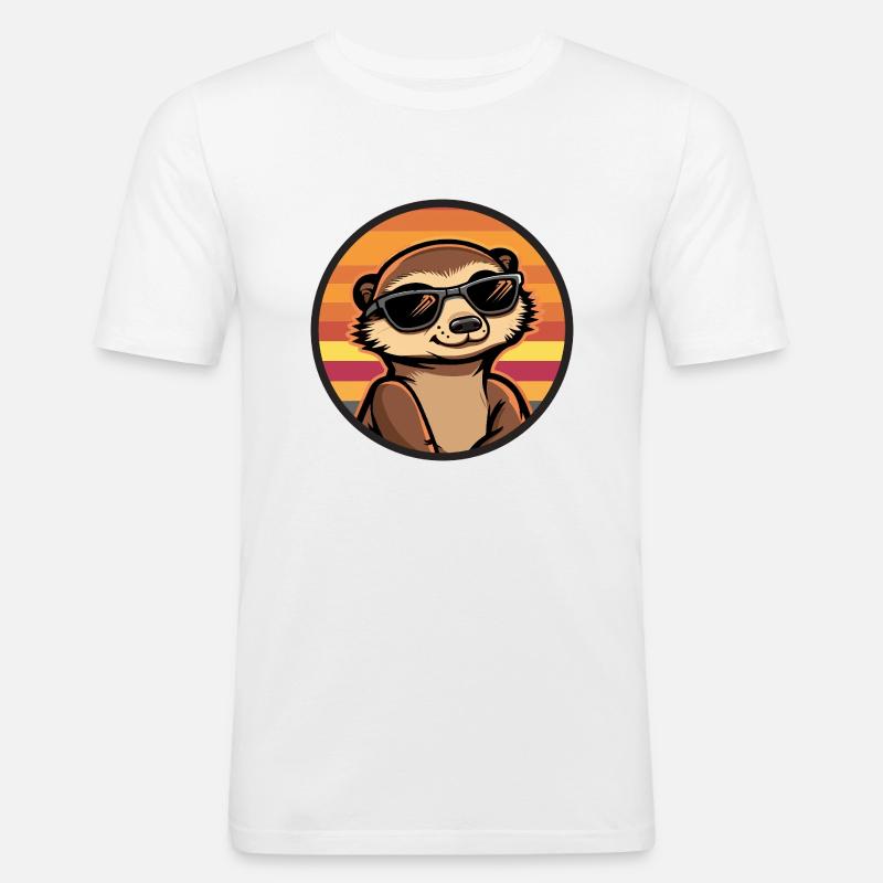 Erdmännchen Cool Comic - Männer Slim Fit T-Shirt - Weiß