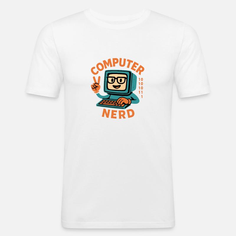Computer Nerd - Männer Slim Fit T-Shirt - Weiß