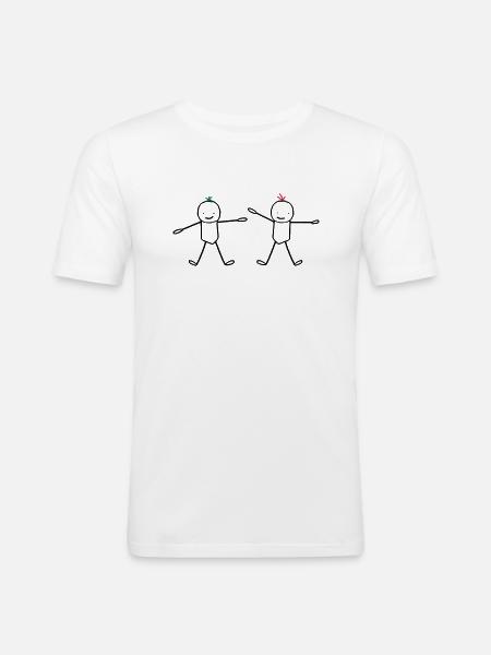 Zwei Kinderbrüder (anpassbare Haare) - Männer Slim Fit T-Shirt - Weiß