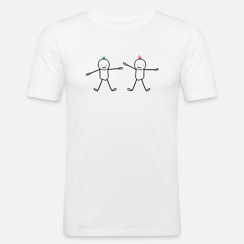 Zwei Kinderbrüder (anpassbare Haare) - Männer Slim Fit T-Shirt - Weiß