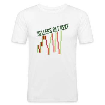 Verkopers krijgen Rekt - Mannen slim fit T-shirt - wit - Voor - Nik (191cm)