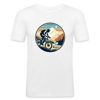 Mountain Biker - Men's Slim Fit T-Shirt - white - Front - Nik (191cm)