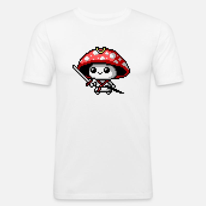 8bit Mushroom Samurai - Men's Slim Fit T-Shirt - white