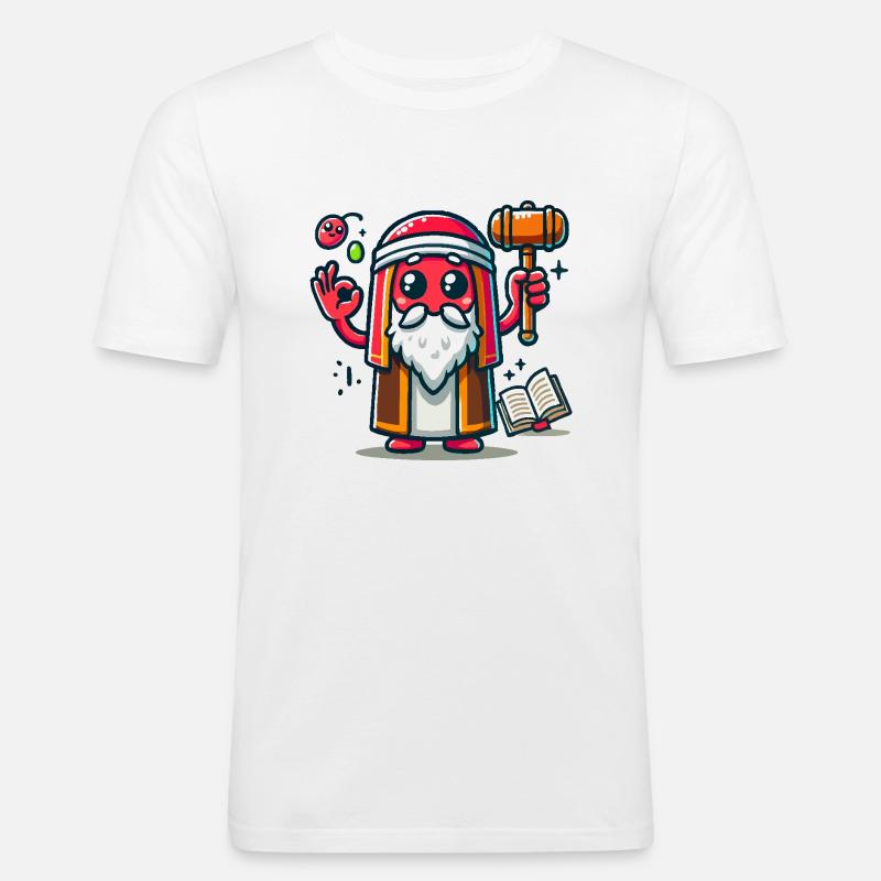 Roter Held mit einem Hammer - Männer Slim Fit T-Shirt - Weiß