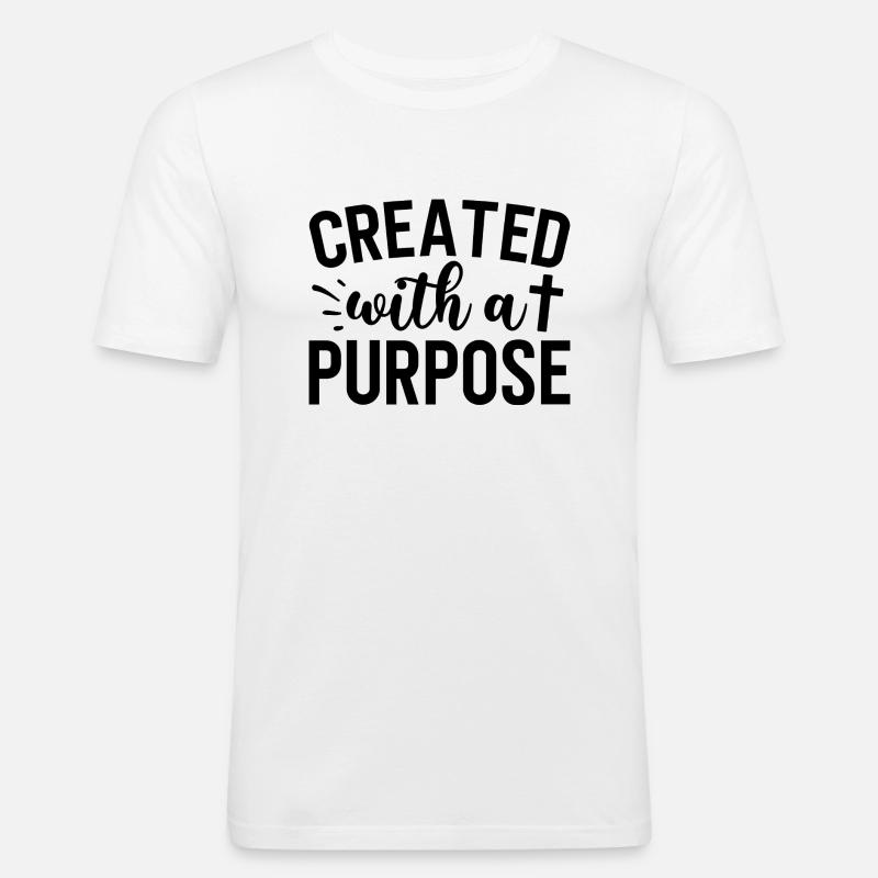 created with a purpose - Männer Slim Fit T-Shirt - Weiß