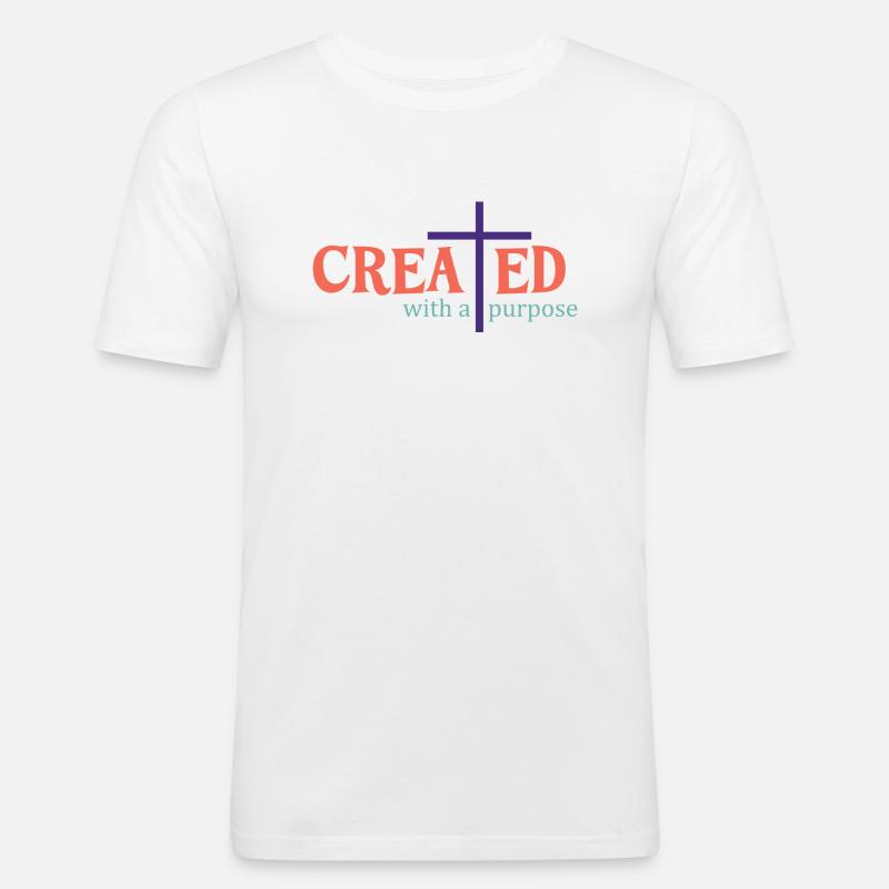 created with a purpose - Männer Slim Fit T-Shirt - Weiß