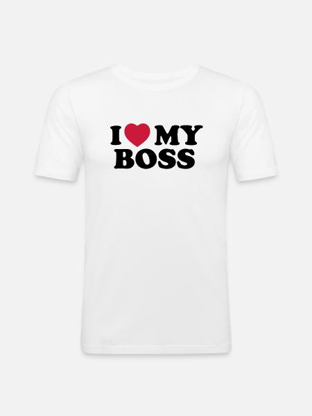 I love my boss - Männer Slim Fit T-Shirt - Weiß