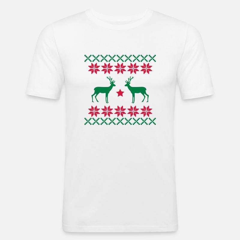 reh_norwegen_muster2 - Männer Slim Fit T-Shirt - Weiß