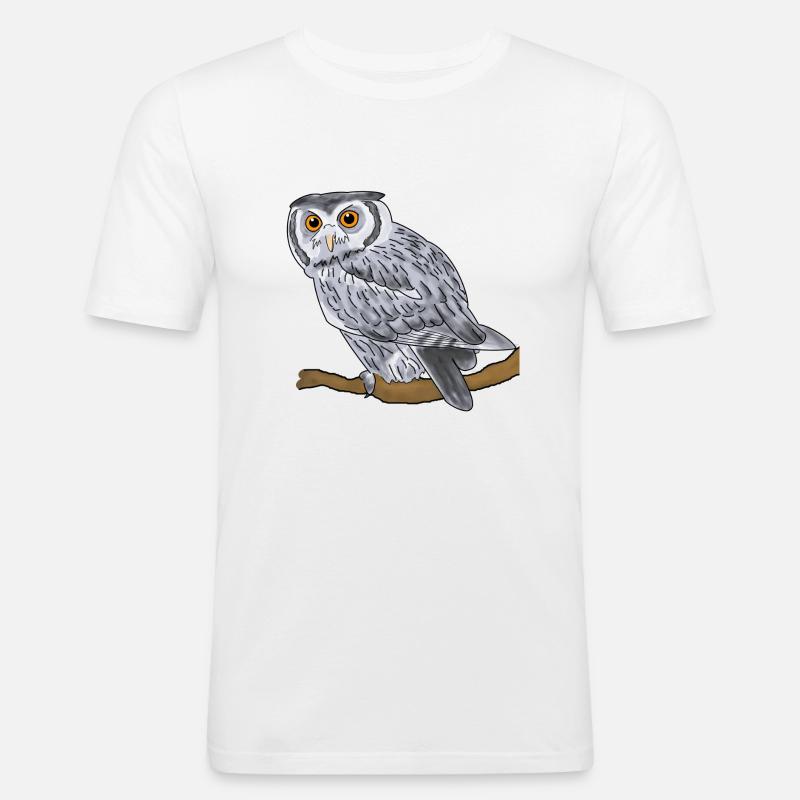 Uhu, Eule - Männer Slim Fit T-Shirt - Weiß