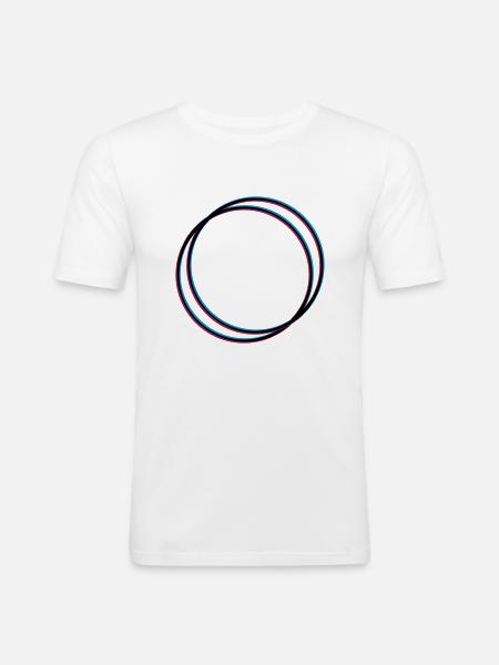 2 cercles 3D - T-shirt près du corps Homme - blanc
