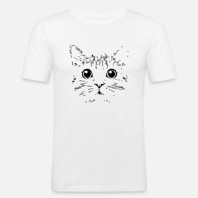 Kopf einer Katze - Männer Slim Fit T-Shirt - Weiß