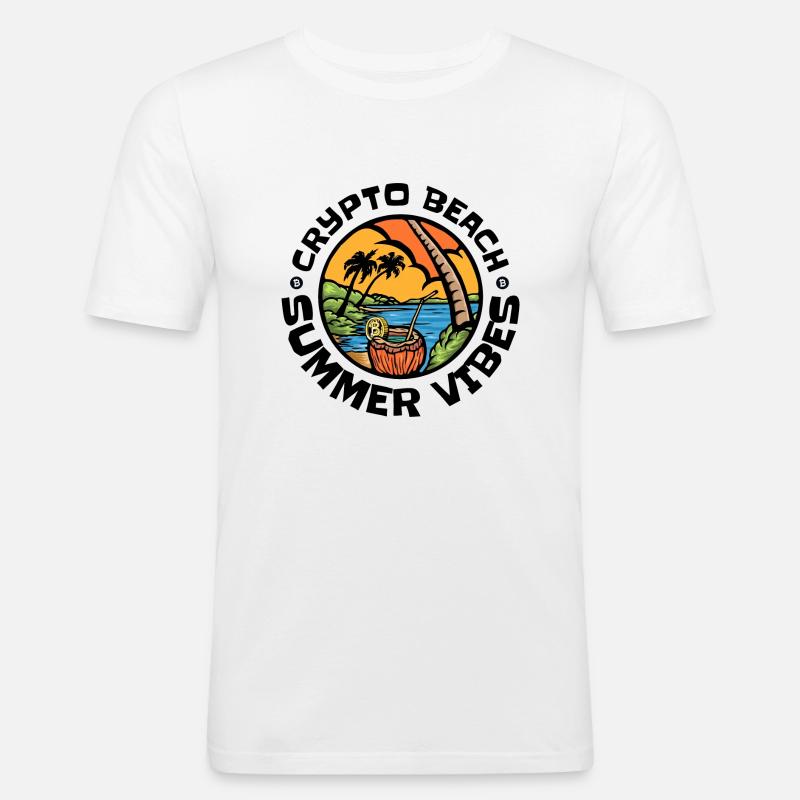 Crypto Beach - Summer Vibes - Männer Slim Fit T-Shirt - Weiß