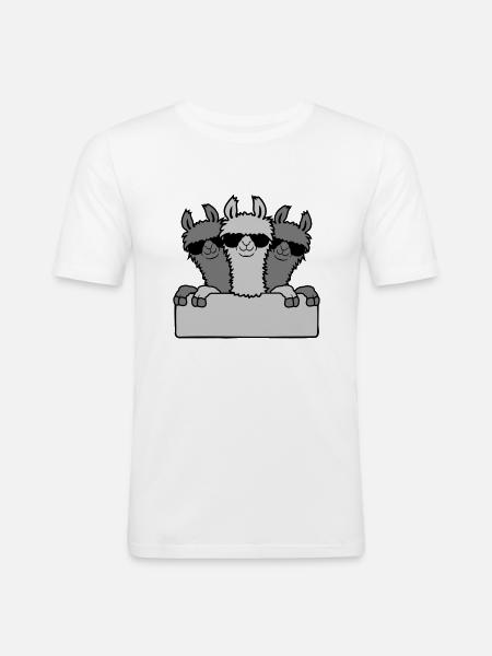 Lamas Friends Team Shield - Men's Slim Fit T-Shirt - white