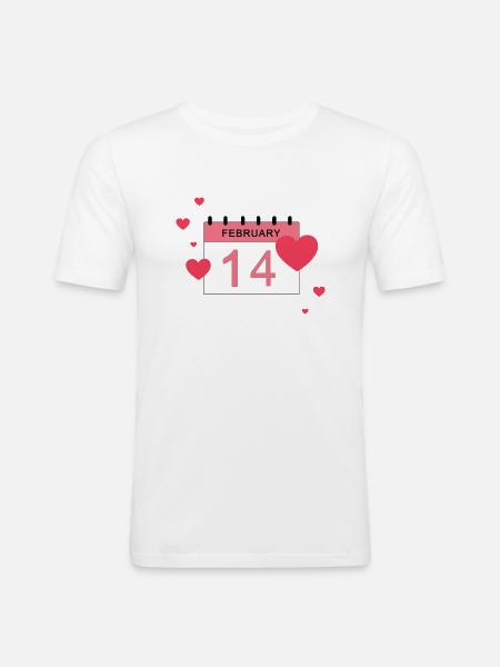 14 février, plusieurs cœurs - T-shirt près du corps Homme - blanc