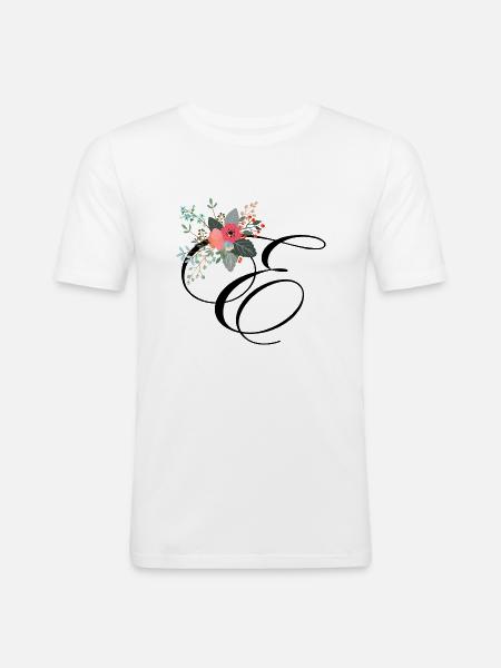 Letter e fleuris - Men's Slim Fit T-Shirt - white