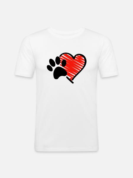 Paw Heart - Men's Slim Fit T-Shirt - white