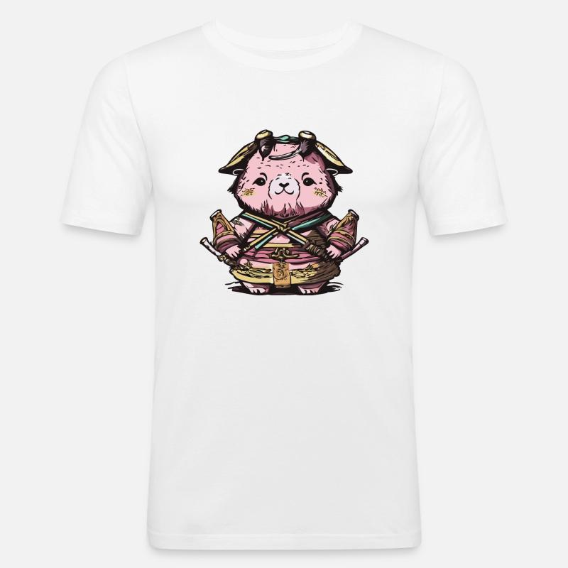 Tierischer Samurai - Männer Slim Fit T-Shirt - Weiß